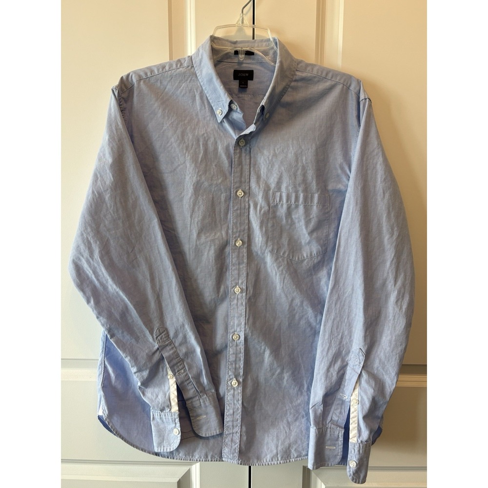 J.Crew Secret Wash Slim Fit Button Down Shirt Blue Large 31187